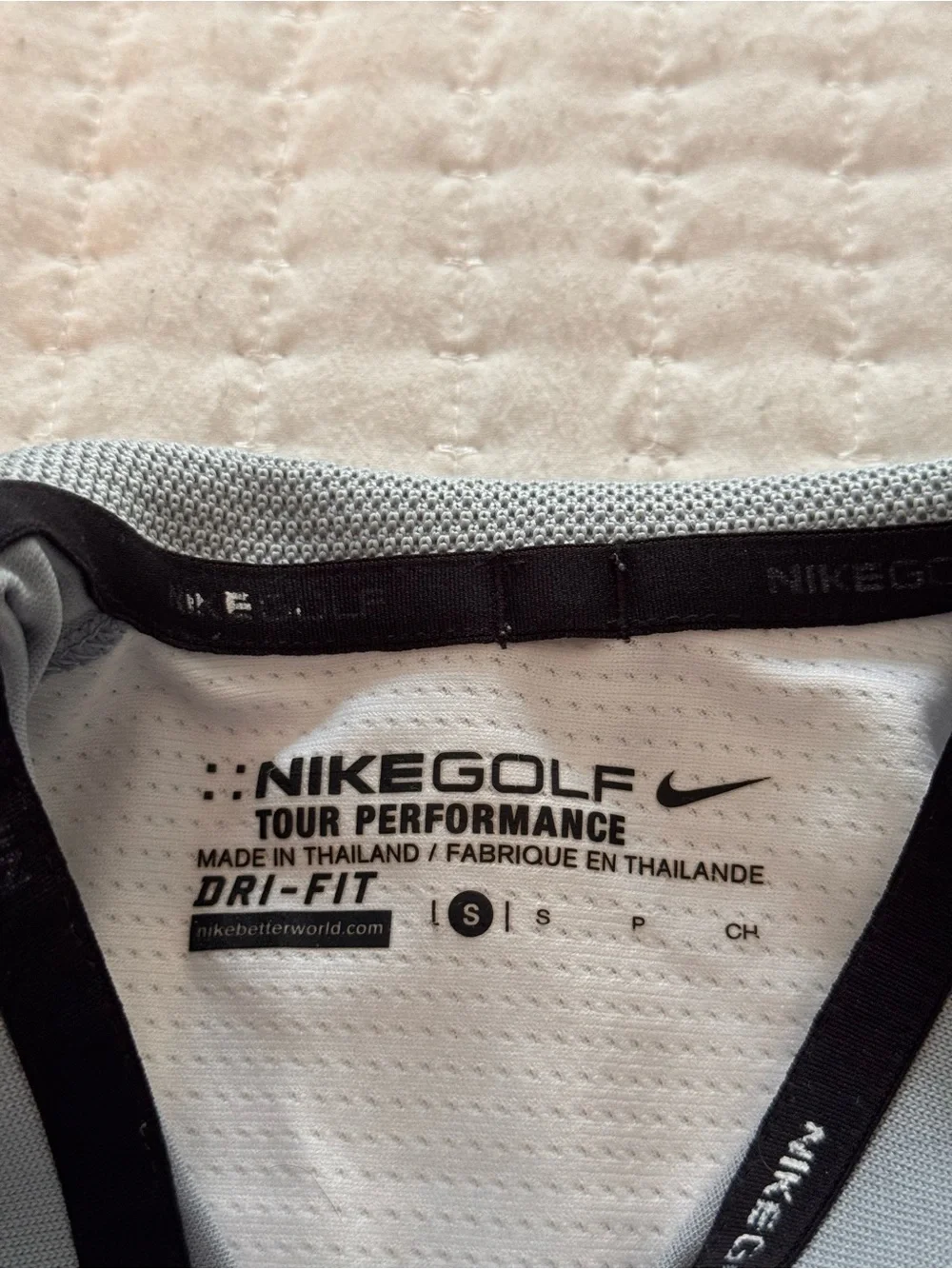 Nike grey striped Golf Tour Performance Dri-FIT polo- Size S